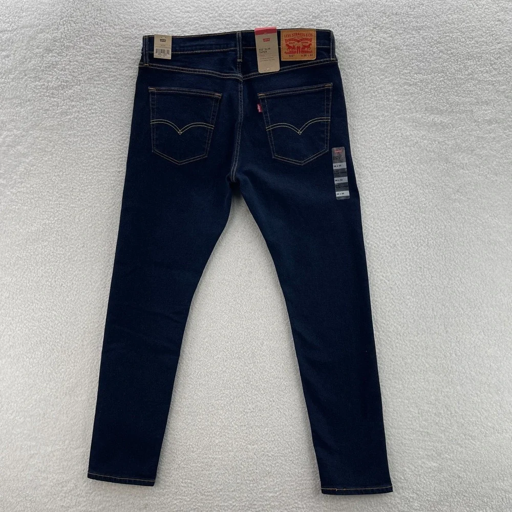 Levis Jeans Mens 36x32 Blue 512 Slim Taper Dark Wash Stretch Denim Preppy Casual